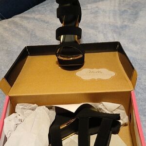 Black and Gold Strappy Sandals